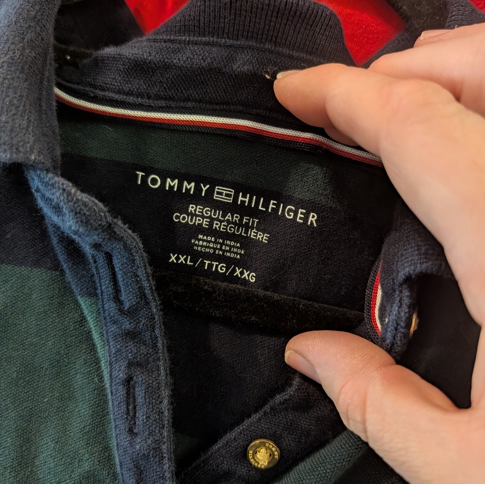 Tommy Hilfiger Rugby Polo Dress XXL – Navy & Green Striped Crest Logo - Picture 6 of 6